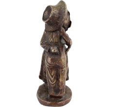 Handmade Patinated Gold  Brass Girl Kissing Boy Statue