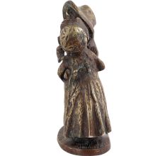Handmade Patinated Gold  Brass Girl Kissing Boy Statue