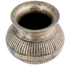 Handmade Brass Water Pot With  Embossed Vertical Lines Design