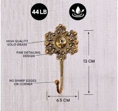 Handmade Yellow Brass Sun God Face Single Wall Hook