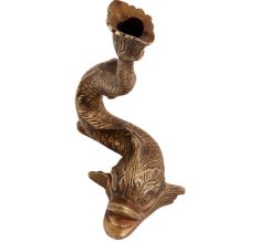 Handmade Golden Brass Fish Sculpture Candle Holder