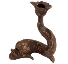 Handmade Dark Brown Brass Fish Candle Holder
