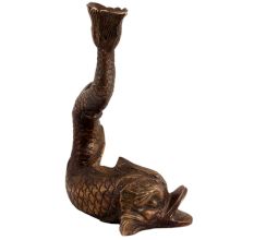 Handmade Dark Brown Brass Fish Candle Holder