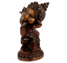 Handmade Dark Brown Brass Dancing Baby Ganesha Statue