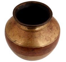 Handmade Antique Brass With Copper Band  Ganga Jamuna Pot