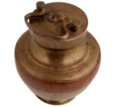 Handmade Brown Orange Brass Ganga Jamuna Pot Or Kamadal