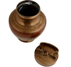 Handmade Brown Orange Brass Ganga Jamuna Pot Or Kamadal