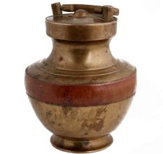 Handmade Brown Orange Brass Ganga Jamuna Pot Or Kamadal