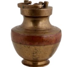 Handmade Brown Orange Brass Ganga Jamuna Pot Or Kamadal