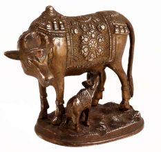 Cow With Calf Carved For Good Luck And Prosperity