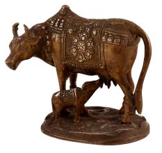 Cow With Calf Carved For Good Luck And Prosperity