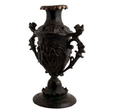Handmade Antique Brass Urn or Flower Vase With Intricate Design And Handles