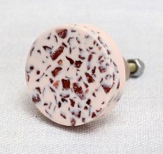 Baby Pink Terrazzo Marble Round Cabinet Knobs
