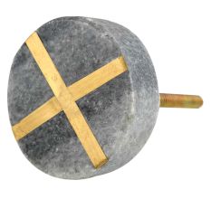 Grey Marble Brass Plated Dresser Knobs