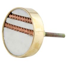White Makrana Marble Brass Back Plate Cabinet Knobs