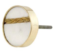 White Makrana Marble Brass Back Plate Dresser Knobs