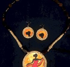 Morning Glory With Women Shadow Neckpiece With Earrings Set