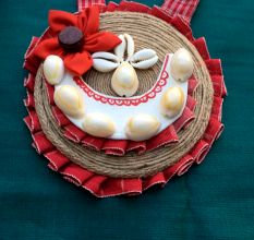 Gamcha Neckpiece With Jute And Kaudi With Earrings Set