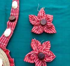 Gamcha Neckpiece With Jute And Kaudi With Earrings Set