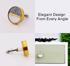 Grey White Stone Brass Plated Dresser Knobs