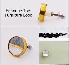 Grey White Stone Brass Plated Dresser Knobs