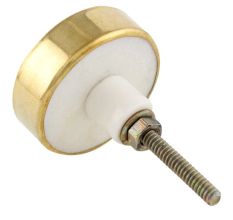 Pink White Stone Brass Plated Dresser Knobs