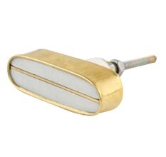 White Capsule Stone Brass Dresser Knobs