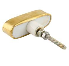 White Capsule Stone Brass Dresser Knobs