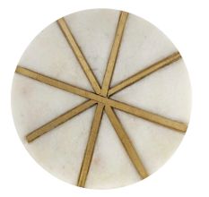 White Round Gold Marble Stone Cabinet Knobs
