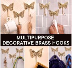 Handmade Golden Brass Butterfly Wall Mounted Hook for Hanging Clothes