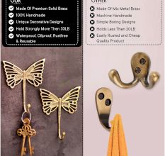 Handmade Golden Brass Butterfly Wall Mounted Hook for Hanging Clothes