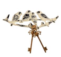 Cream Distressed Birds Iron Hook