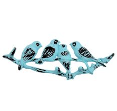 Turquoise Distressed Birds Iron Hook