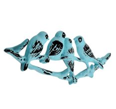 Turquoise Distressed Birds Iron Hook