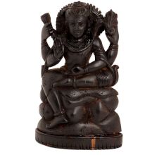 Handmade Black Wood Sitting Lord Shiva Statue