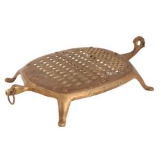 Handmade Brown Brass Coconut Grater Tortoise Head And Ring