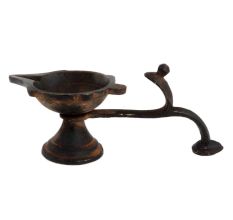Single Brass Deepak Oil Lamp Cobra Handle