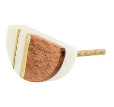 Half Moon Marble Wooden Cabinet Knobs