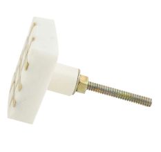 White Square Marble Brass Dresser Knobs