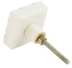 White Square Marble Brass Dresser Knobs
