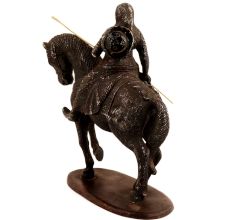 Handmade Black Metal Indian Lady Warrior On Horse Statue