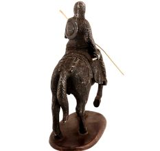 Handmade Black Metal Indian Lady Warrior On Horse Statue