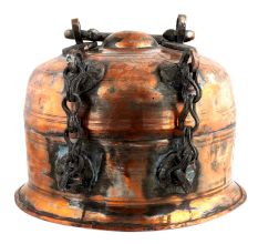Handmade Golden Brass Jewelry Box With Dome Shape Lid And Handle