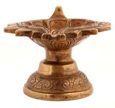 Handmade Antique Gold Brass Oil Lamp Diya With Handle