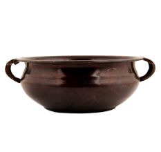 Handmade Brown Brass Water Decoration Urli with Two Handles