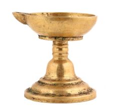 Handcrafted Golden Brass Puja Oil Diya With Single Face