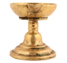 Handcrafted Golden Brass Puja Oil Diya With Single Face