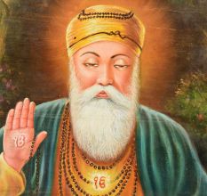 Handmade Multicolored Indian painting Of Sikh Guru Gurunanak Devji