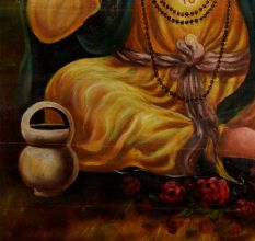Handmade Multicolored Indian painting Of Sikh Guru Gurunanak Devji