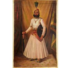 Handmade Multicolored Indian King Canvas Painting